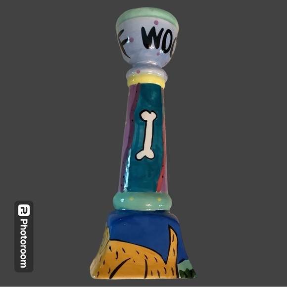 Happy Dog & Cat - WOOF DOG Candlestick "Chaleur" by Karen Gelff, Gently Used. - Picture 3 of 7